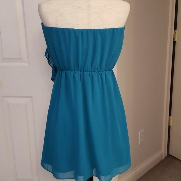Bcbgeneration teal ruffle strapless dress NWT - Picture 7 of 12